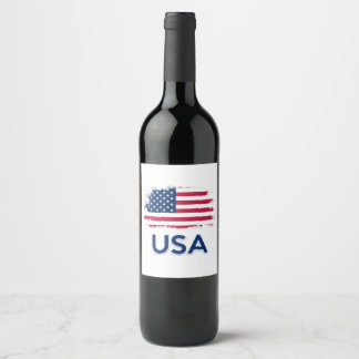 USA flagga Vinflaska Etikett