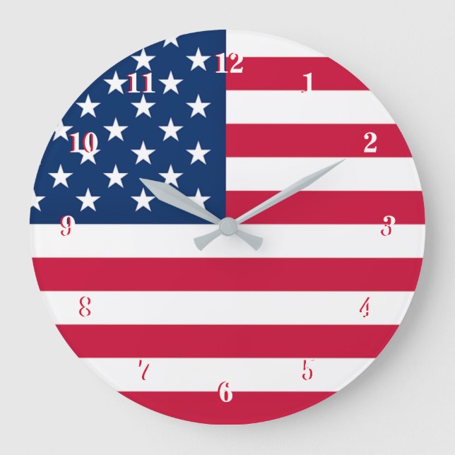 USA flagga Wall Clock Patriotic Gift Stor Klocka (Framsida)