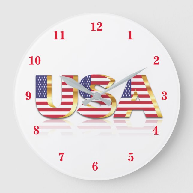 USA flagga Wall Clock United States of America Stor Klocka (Framsida)