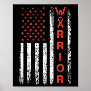 USA flagga Warrior - Hjärtsjukdomar Medvetenhet 1 Poster