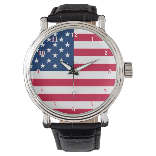 USA flagga Watch Patriotic American Armbandsur (Framsida)