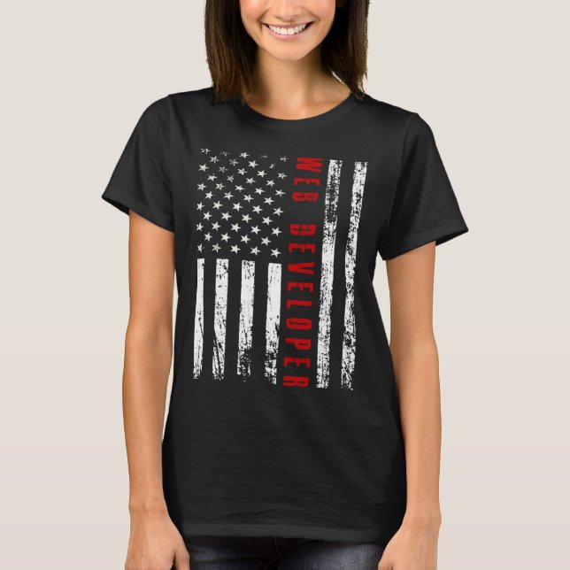 USA flagga, webben för minnesdag T Shirt (Framsida)