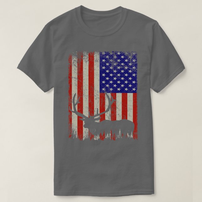USA flagga Whitetail Buck Antlers th of juli Hjort T Shirt (Design framsida)