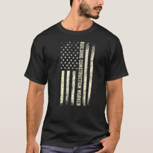 USA flagga Working Proud American Construction Wor T Shirt