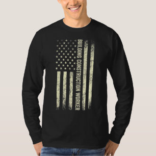 USA flagga Working Proud American Construction Wor T Shirt
