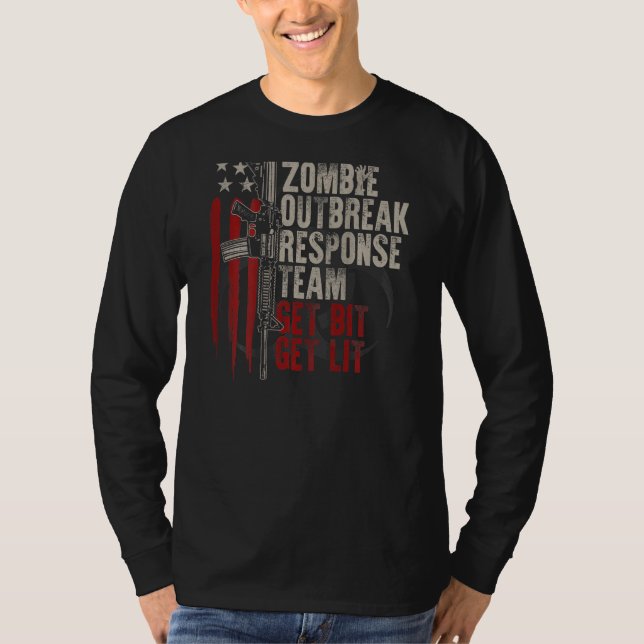 USA flagga Zombie Outbroke Response Team får lite  T Shirt (Framsida)