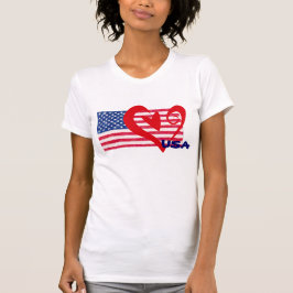 USA flaggahjärtaskjorta Tee