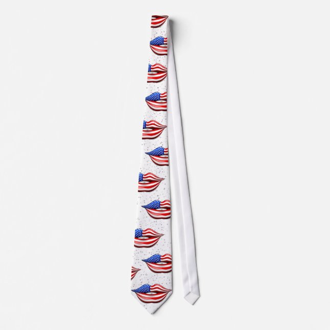 USA flaggaläppstift på att le läppartien Slips (Framsida)