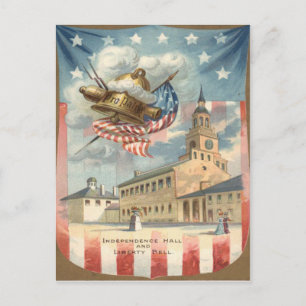 USA-flaggan Independence Hall Frihetsklockan Vykort