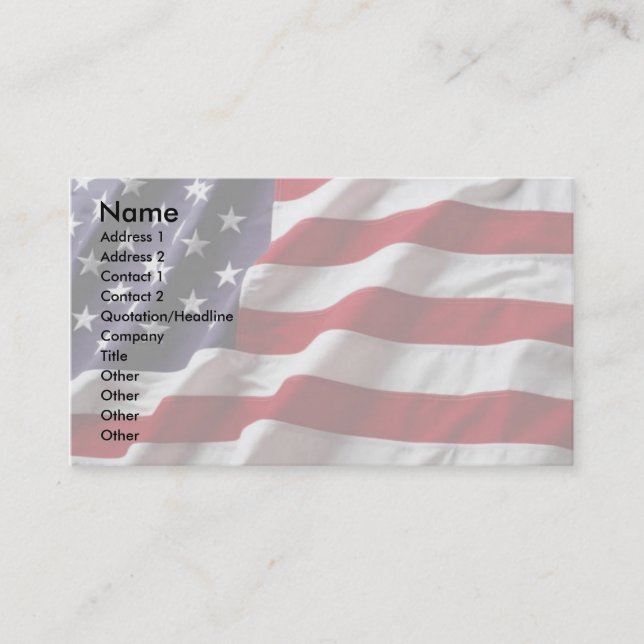 USA flaggan profilerar kortet Visitkort (Framsida)