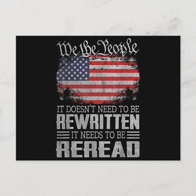 USA-flaggan USA:s konstitution måste läsas om Vykort (Framsida)