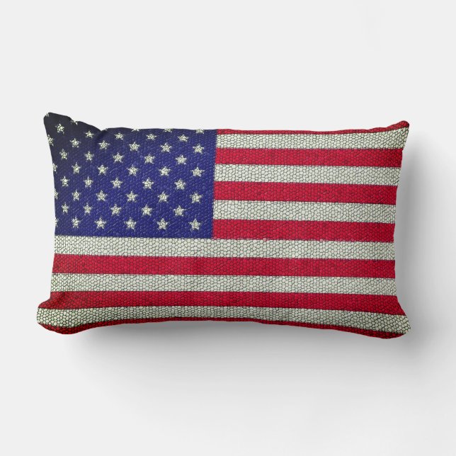 USA-flaggans mosaik ländkudde Lumbarkudde (Framsida)