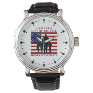 USA flaggasoldatland av den fria klockan Armbandsur
