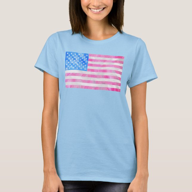 USA flaggaTie-Färg Tee Shirt (Framsida)