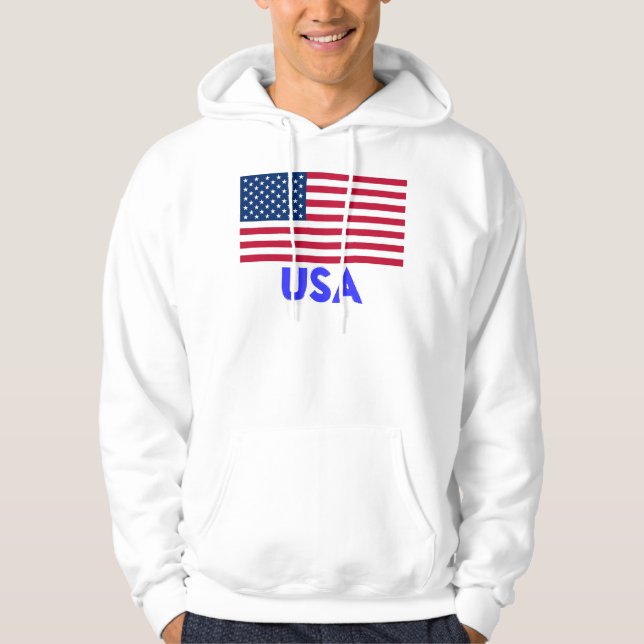 USA flaggatröjaHoodie Sweatshirt Med Luva (Framsida)