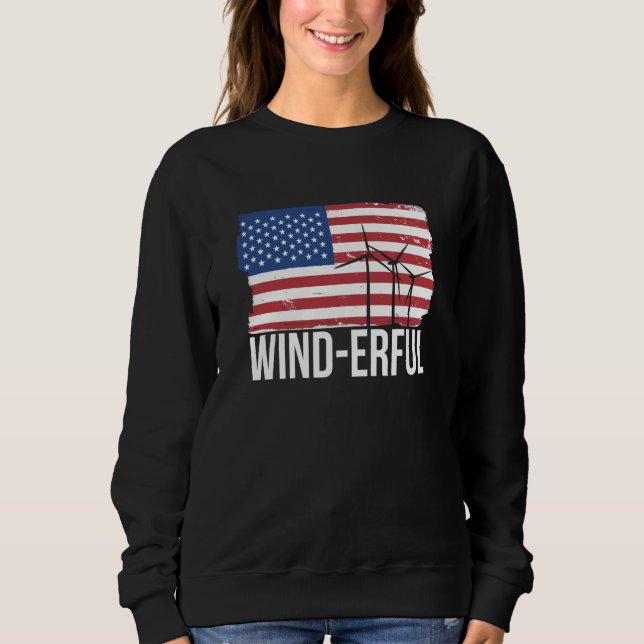 USA Flagge Amerika Fahen Wind Erful Wind Turbine E T Shirt (Framsida)