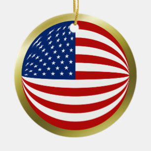 USA-flaggprydnad Julgransprydnad Keramik