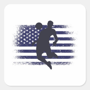 USA: Fläkt Jersey Shirt American Flagga Fyrkantigt Klistermärke