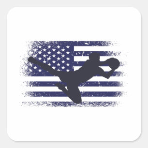 USA: Fläkt Jersey Shirt American Flagga Fyrkantigt Klistermärke