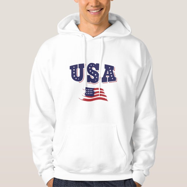 USA: Fläkt Jersey Shirt American Flagga Hoodie (Framsida)