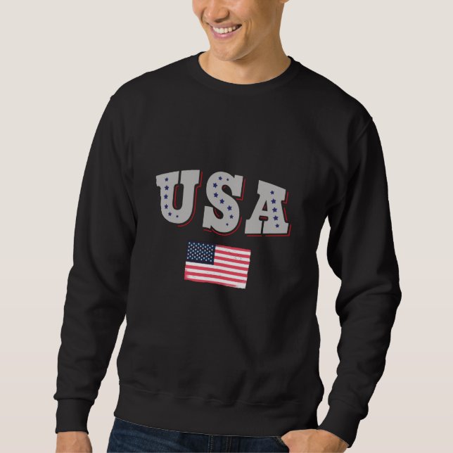 USA: Fläkt Jersey Shirt American Flagga Lång Ärmad Tröja (Framsida)