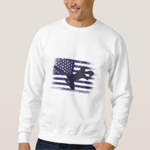 USA: Fläkt Jersey Shirt American Flagga Lång Ärmad Tröja