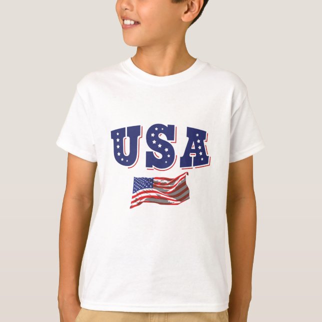 USA: Fläkt Jersey Shirt American Flagga T Shirt (Framsida)