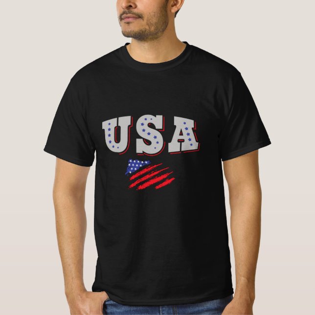 USA: Fläkt Jersey Shirt American Flagga T Shirt (Framsida)