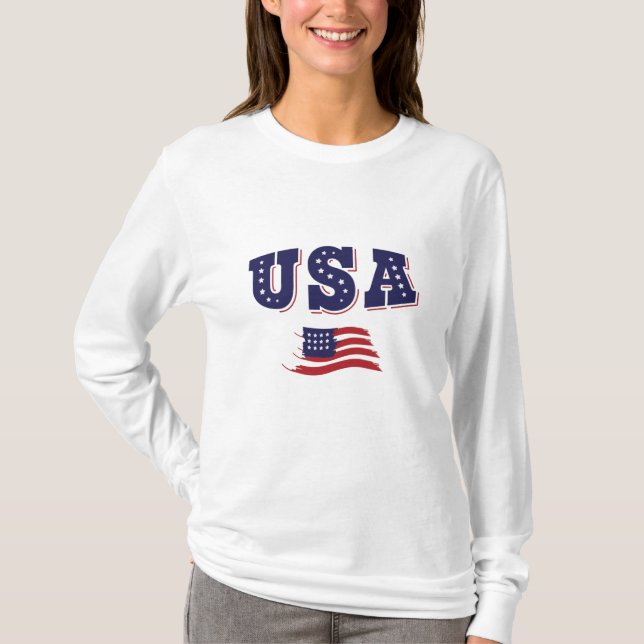 USA: Fläkt Jersey Shirt American Flagga T Shirt (Framsida)