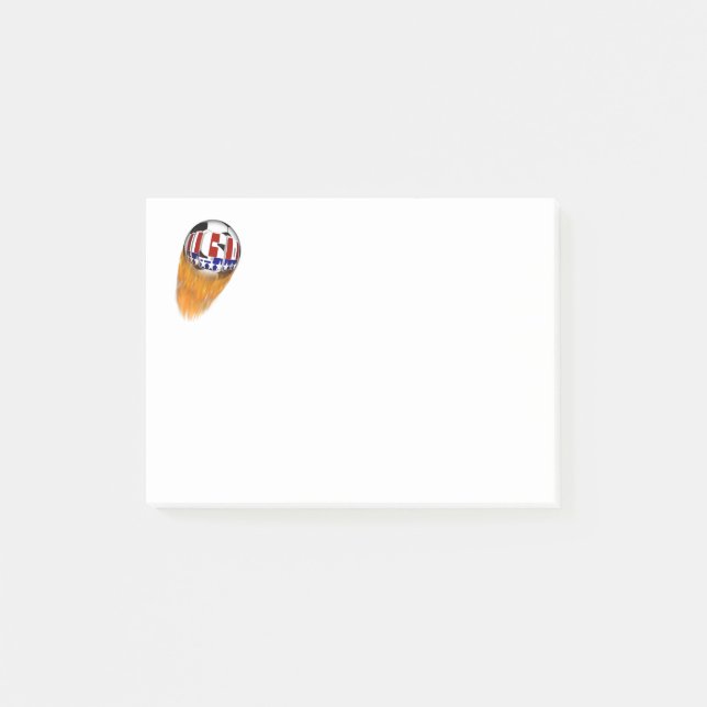 USA Flaming Soccer Ball Post-it Block (Framsida)