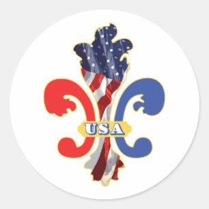 USA Fleur de lis Runt Klistermärke
