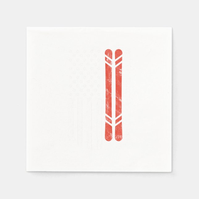 USA Flog Ski Skier Skiing Winter Sports Mountains Pappersservett (Framsidan)