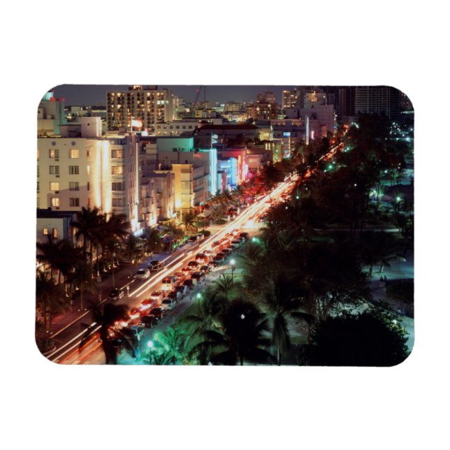 USA, Florida, Miami Beach, Ocean Drive, Art Deco 2 Magnet (Horisontell)