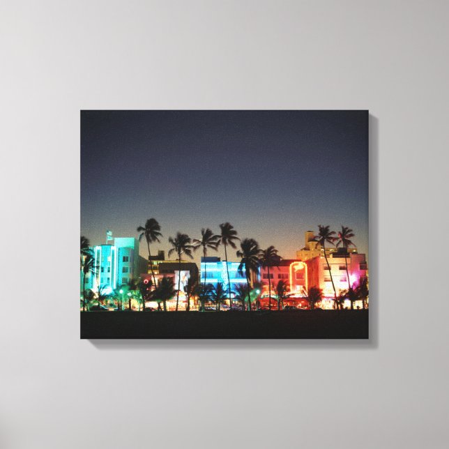 USA, Florida, Miami Beach, Ocean Drive, Art Deco Canvastryck (Framsida)