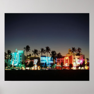 USA, Florida, Miami Beach, Ocean Drive, Art Deco Poster