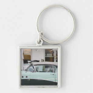 USA, Florida, Miami Beach: South Beach, 1956 Fyrkantig Silverfärgad Nyckelring