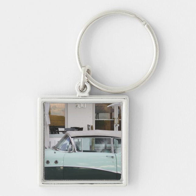 USA, Florida, Miami Beach: South Beach, 1956 Fyrkantig Silverfärgad Nyckelring (Framsidan)