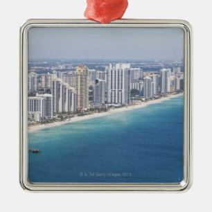 USA Florida, Miami, Cityscape med strand 2 Julgransprydnad Metall