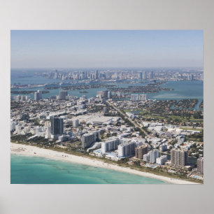 USA, Florida, Miami, Cityscape med strand 3 Poster