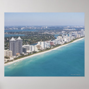 USA, Florida, Miami, Cityscape med strand Poster
