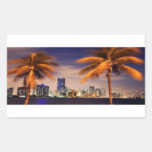 USA Florida, Miami horisont på skymningen Rektangulärt Klistermärke