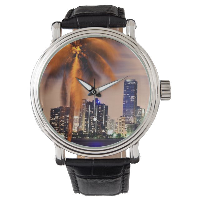 USA, Florida, Miami skyline vid dusk Armbandsur (Framsida)