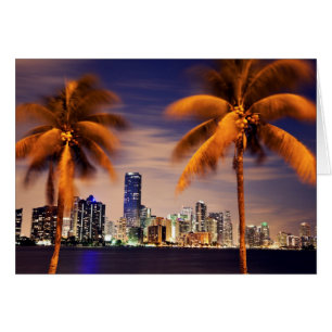 USA, Florida, Miami skyline vid dusk Hälsningskort