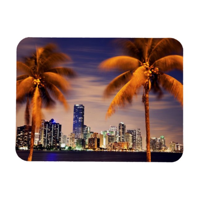 USA, Florida, Miami skyline vid dusk Magnet (Horisontell)