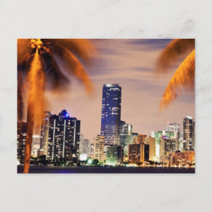 USA, Florida, Miami skyline vid dusk Vykort
