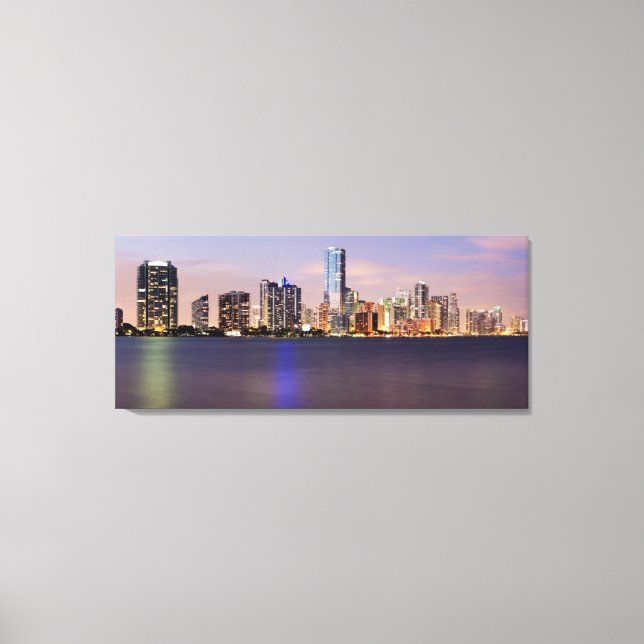 USA, Florida, Miami skyline vid skymt 2 Canvastryck (Framsida)