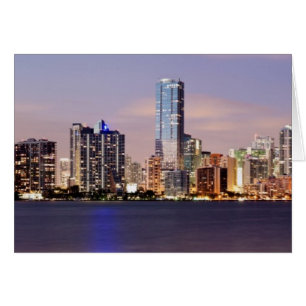 USA, Florida, Miami skyline vid skymt 2 Hälsningskort