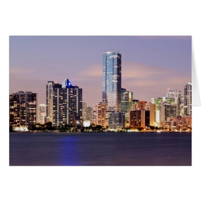 USA, Florida, Miami skyline vid skymt 2 Hälsningskort (Framsidan Horizontal)