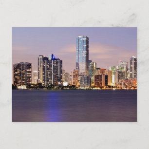 USA, Florida, Miami skyline vid skymt 2 Vykort