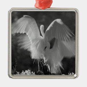 USA, Florida, Sillgarderob (Ardea alba) infraröd 3 Julgransprydnad Metall